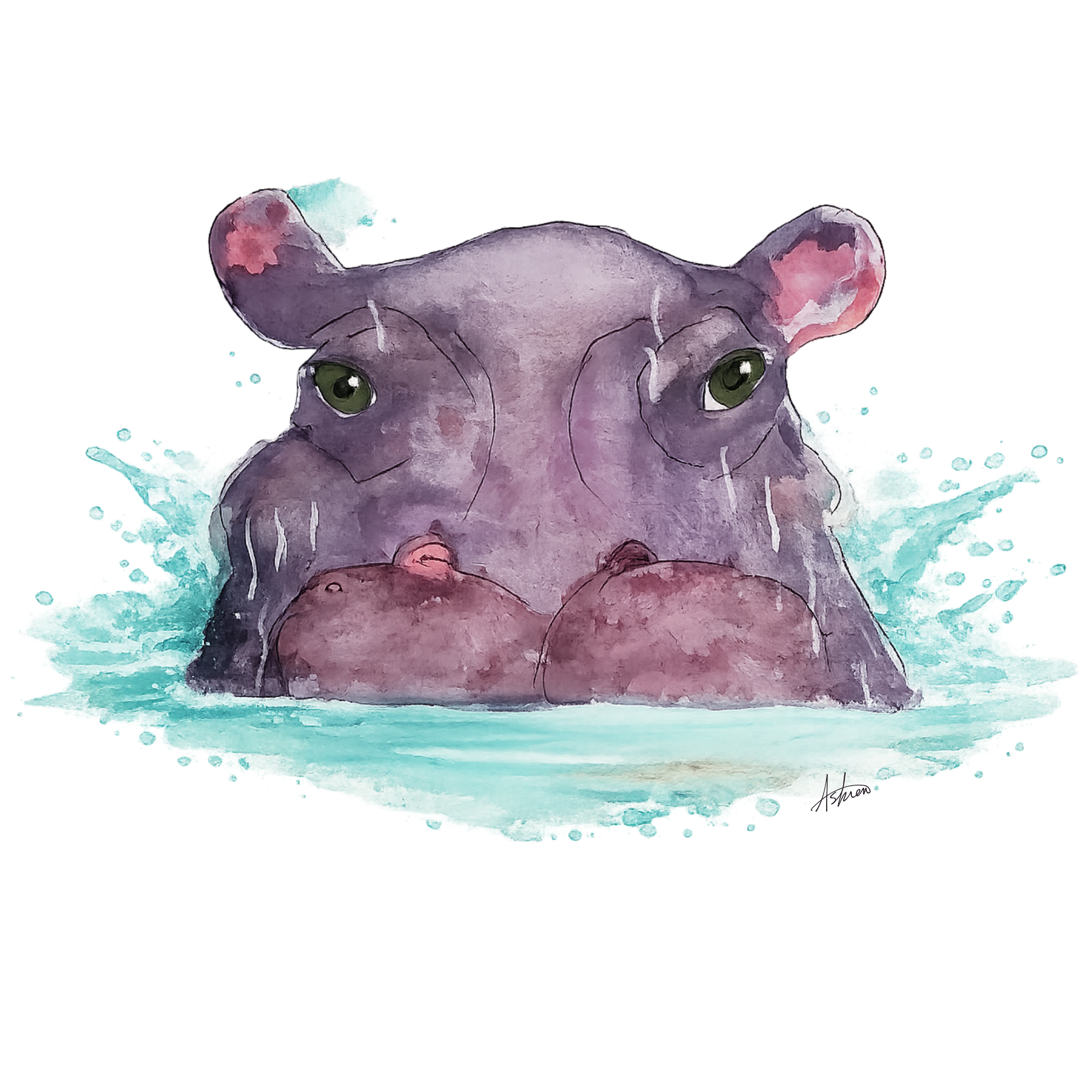 Art T Shirt: Hippo